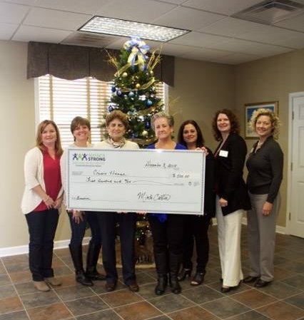 Group of women accepting large check